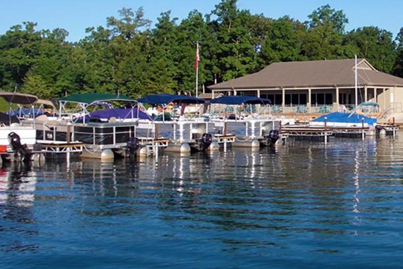 Boats at the dock at Fairfield Glade in Crossville, Tennessee.