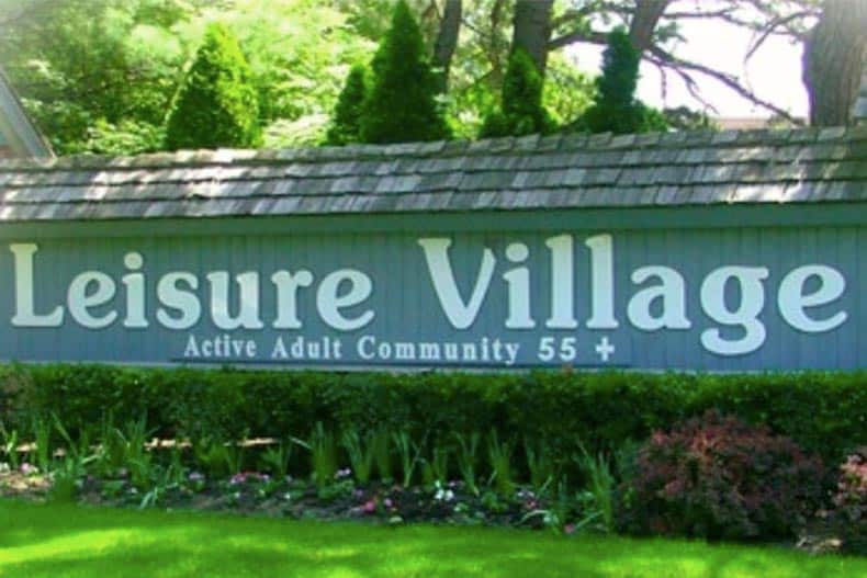 The community sign for Leisure Village in Lakewood, New Jersey.
