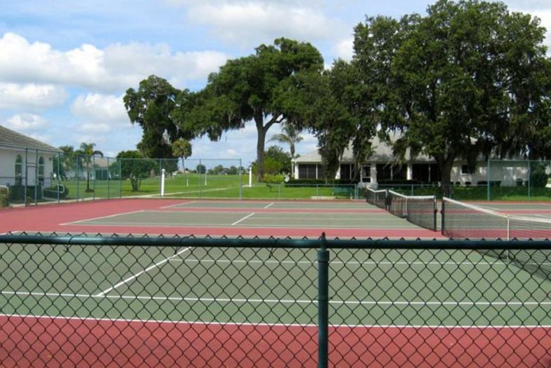 The outdoor tennis courts on the grounds of Ocala Palms in Ocala, Florida.