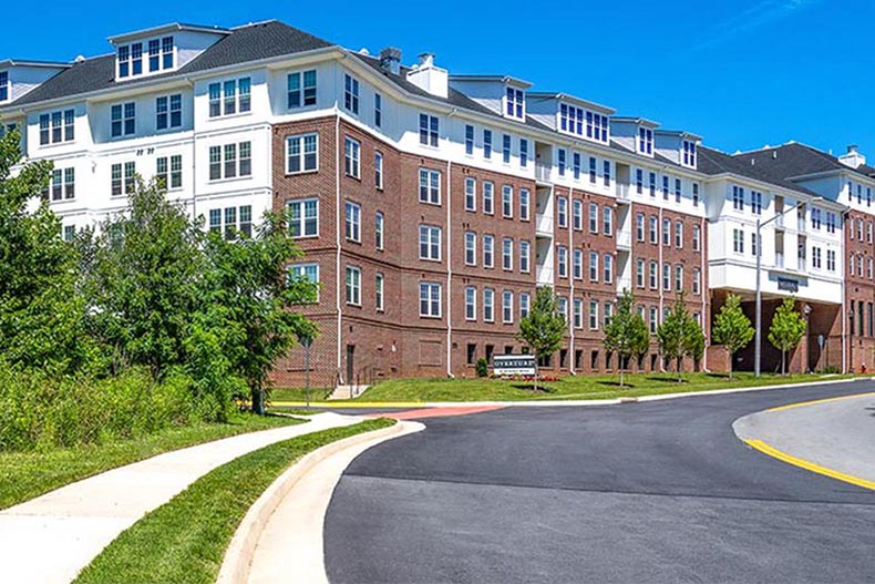 Exterior view of Overture Fair Ridge, a 55+ apartment community in Virginia.