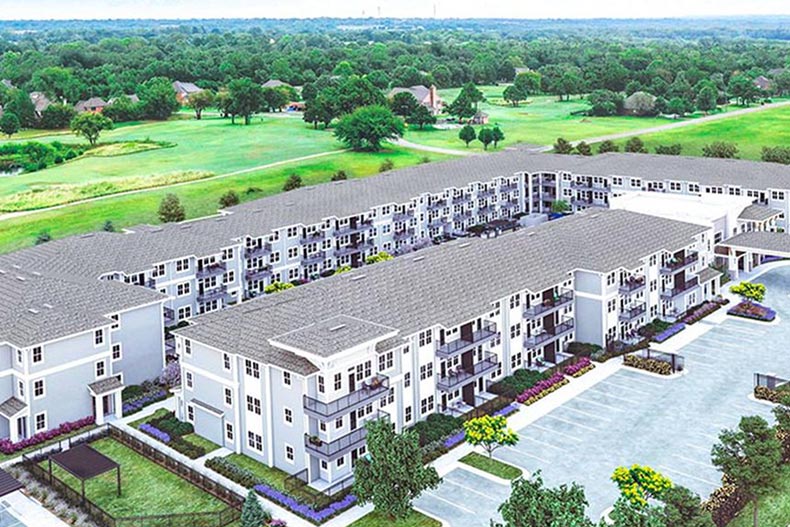 Aerial view of Sage Cobblestone, a 55+ apartment community in Oklahoma.