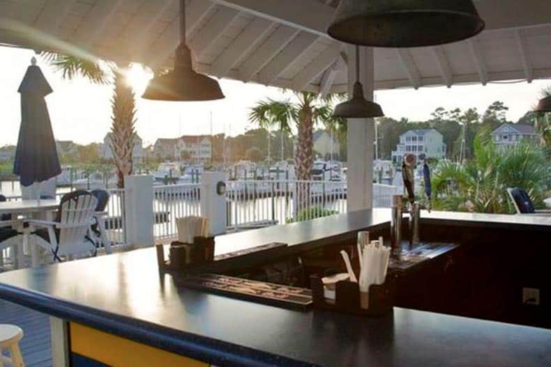 The outdoor bar at St. James Plantation in Southport, North Carolina.