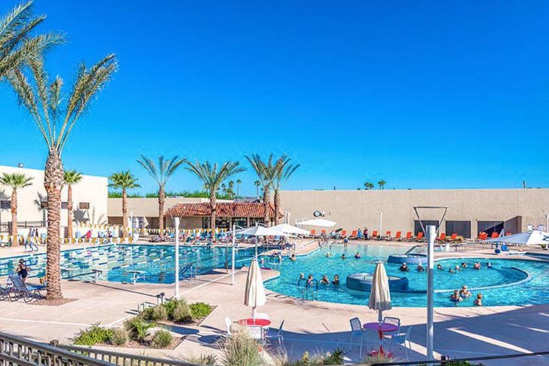 The outdoor resort-style pool at Sun City West in Sun City West, Arizona.