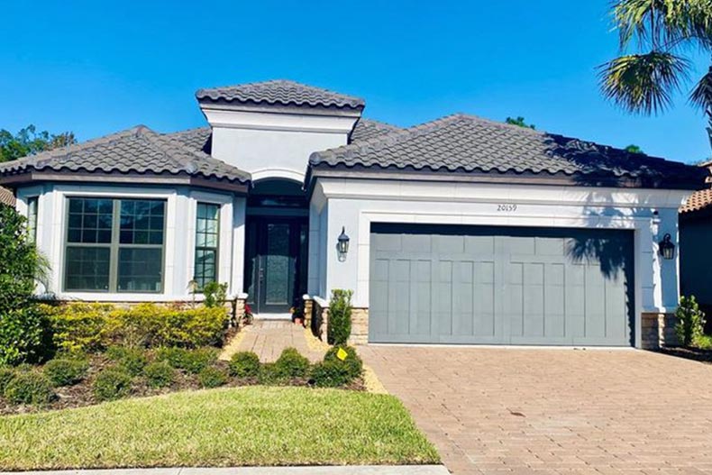 Exterior view of a model home at Esplanade Of Tampa in Tampa, Florida.