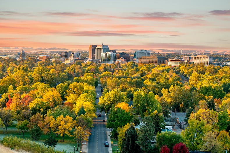 Aerial view of Boise, Idaho in the morning.