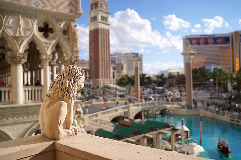 Exterior view of the Venetian Hotel in Las Vegas, Nevada.