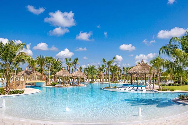 The resort-style outdoor pool at Latitude Margaritaville in Daytona Beach, Florida.