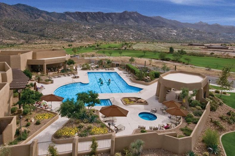 Aerial view of SaddleBrooke in Tucson, Arizona.