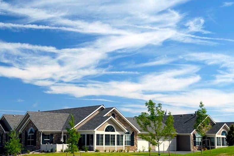 A blue sky over homes at The Oaks at Parkview in Olive Branch, Mississippi.