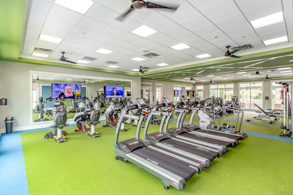 The fitness center at Cresswind Charlotte in Charlotte, North Carolina.