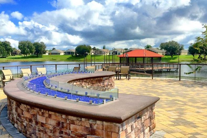 The outdoor patio on the grounds of Del Webb Orlando in Davenport, Florida.