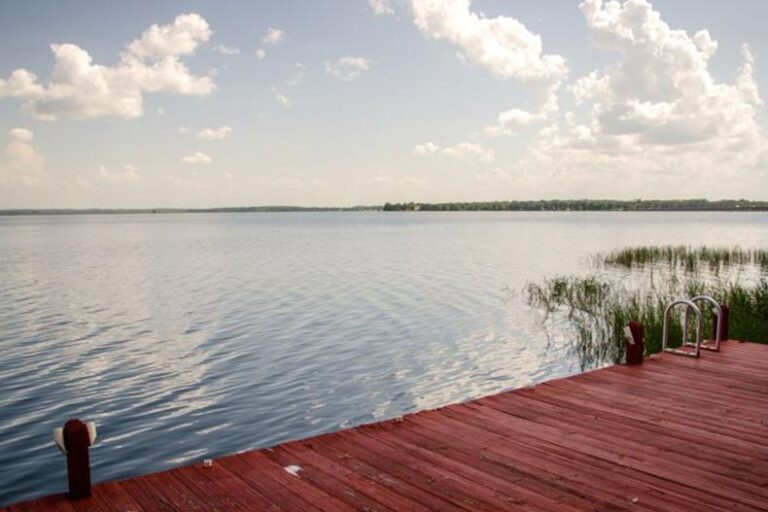 View of the water from the dock on the grounds of Royal Harbor in Tavares, Florida.