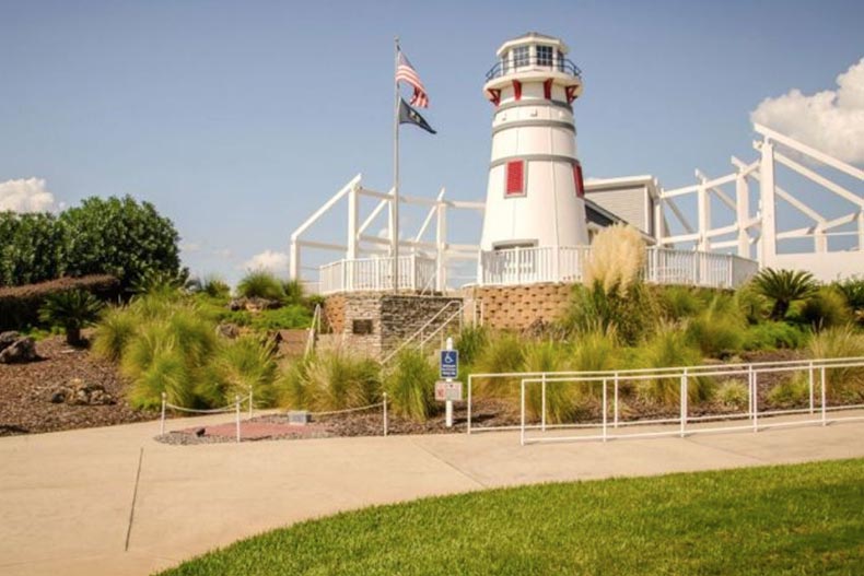 The lighthouse on the grounds of Royal Harbor in Tavares, Florida.