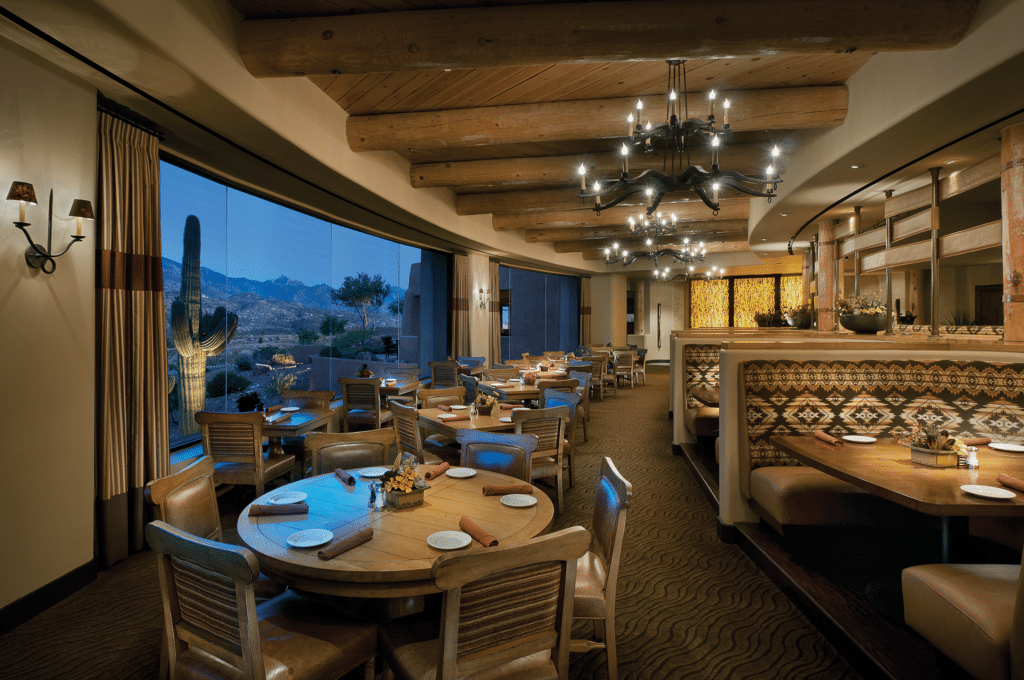 Interior view of the onsite restaurant at SaddleBrooke in Tucson, Arizona.