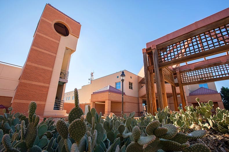 Afternoon view of the downtown public City Hall and Civic Center of Glendale, Arizona.