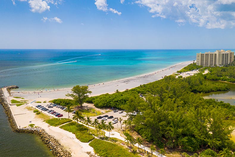 Aerial view of Jupiter Island, part of the Port St. Lucie, Florida.
