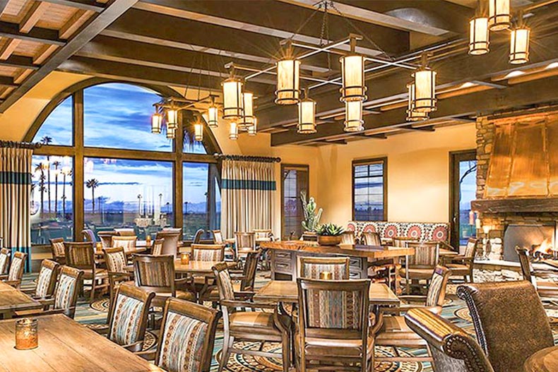 Interior view of the onsite restaurant at Robson Ranch in Eloy, Arizona.