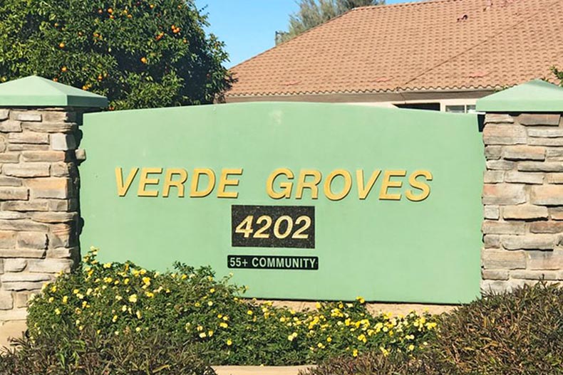 The community sign for Verde Groves in Mesa, Arizona.