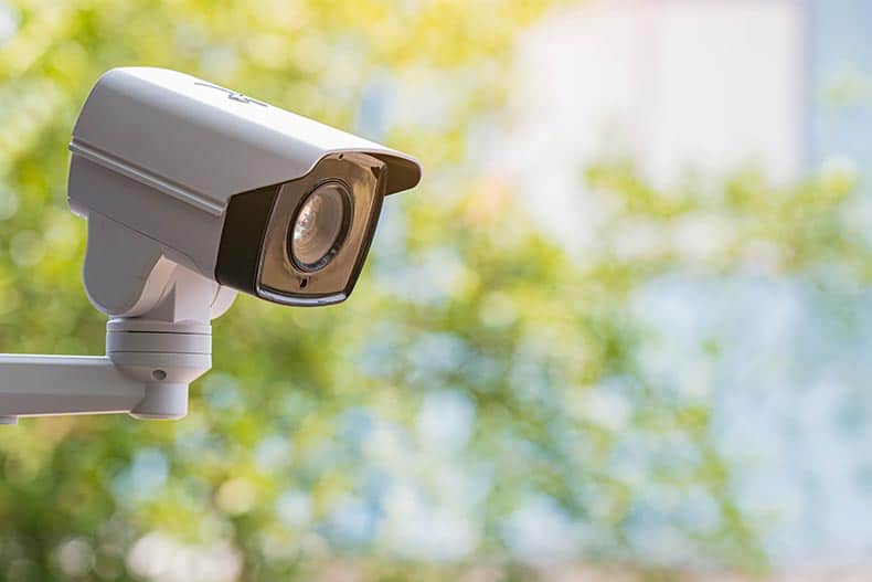 A CCTV camera as part of a home security system.