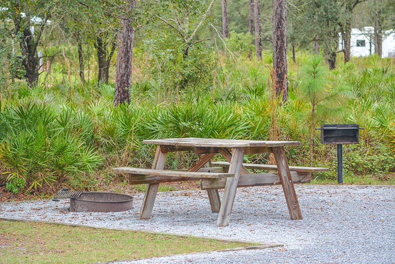 A campsite at the campground of Colt Creek State Park in Lakeland, Florida.