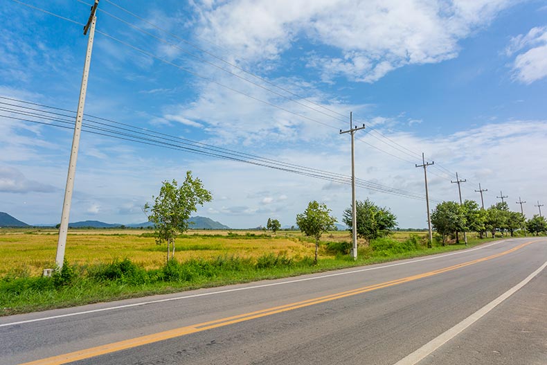 A country road in Central Florida on a sunny day.