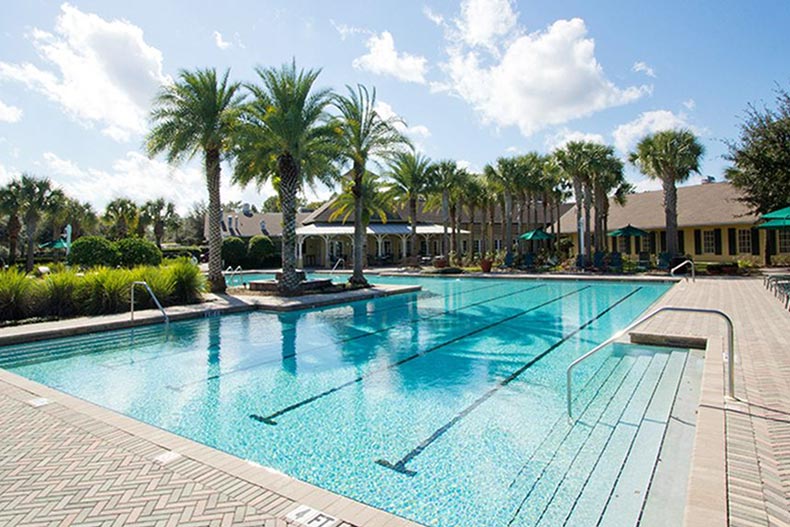 The outdoor resort-style pool at Cresswind at Victoria Gardens in DeLand, Florida.