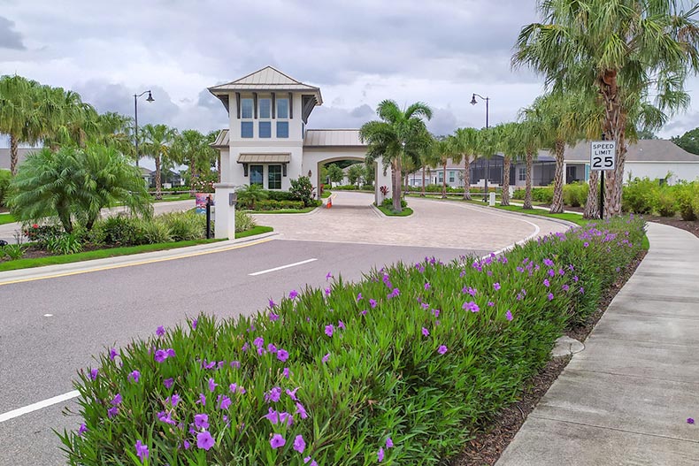 The gated entrance to Four Seasons at Orlando in Kissimmee, Florida.