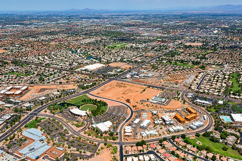 Aerial view of Gilbert, Arizona.