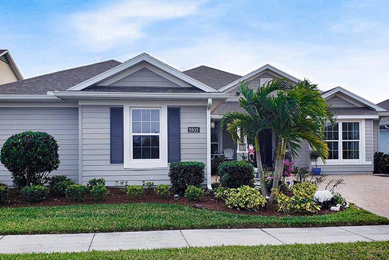 Exterior view of a model home at Harmony Reserve in Vero Beach, Florida.