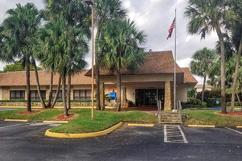 Exterior view of the entrance to Lakes of Carriage Hills in Tamarac, Florida.