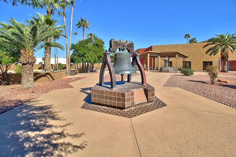 A bell on the grounds of Sun City in Sun City, Arizona.