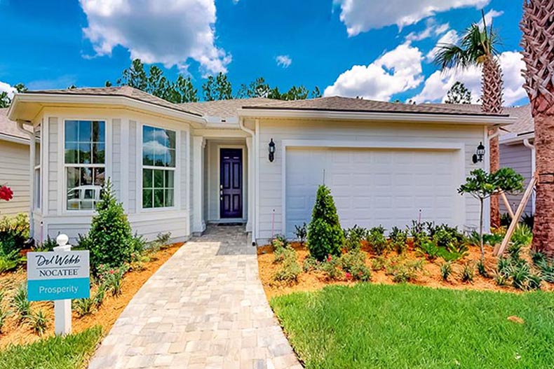 Exterior view of a model home at Del Webb Nocatee in Ponte Vedra, Florida.