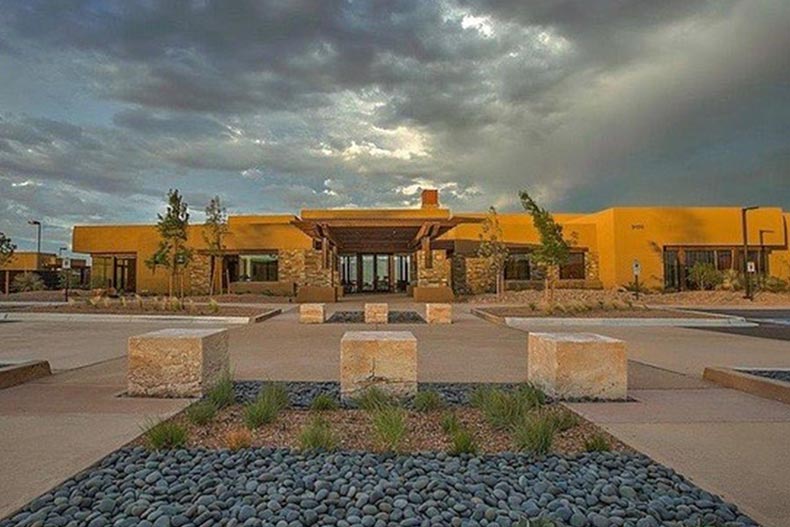 A community building on the grounds of Del Webb at Mirehaven in Albuquerque, New Mexico.