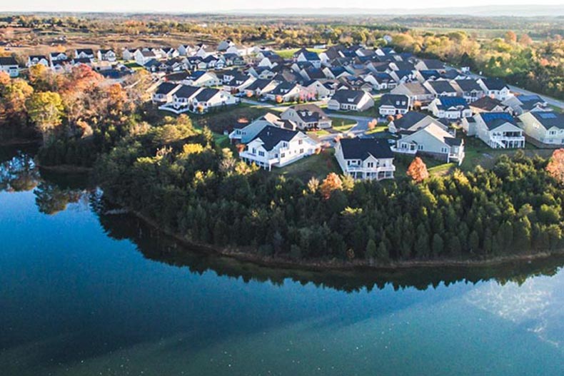 Aerial view of Trilogy at Lake Frederick in Lake Frederick, Virginia.