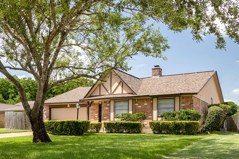 A typical ranch style house in a 55+ community in Texas.
