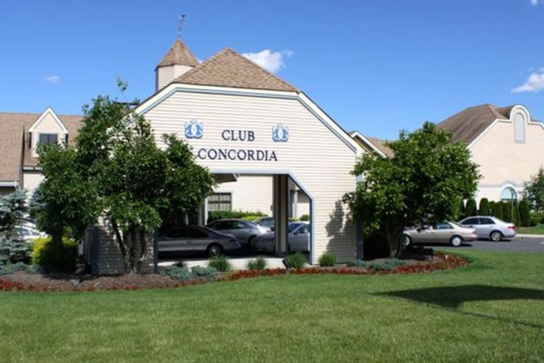 Exterior view of Club Concordia at Concordia in Monroe, New Jersey.