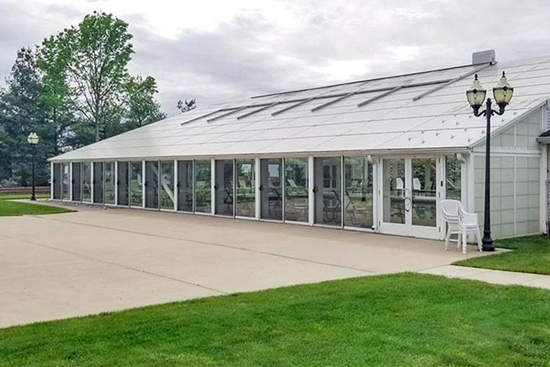 Exterior view of the indoor pool at Evergreen at Hamilton in Hamilton Township, New Jersey.