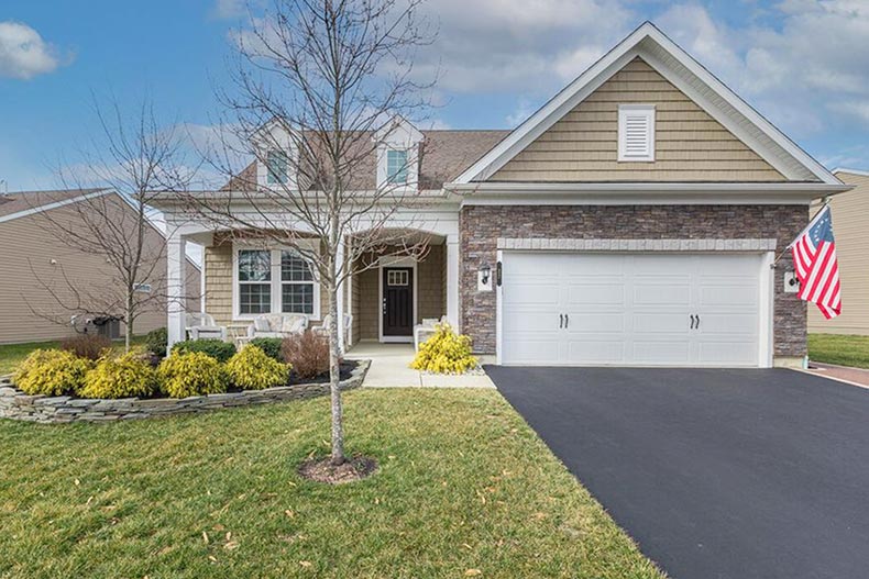 Exterior view of a new home at River Pointe in Manchester, New Jersey.