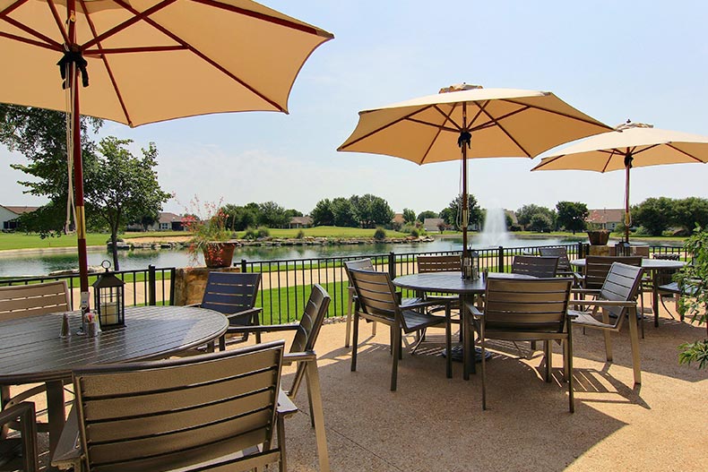 The outdoor patio at Sun City Texas in Georgetown, Texas.