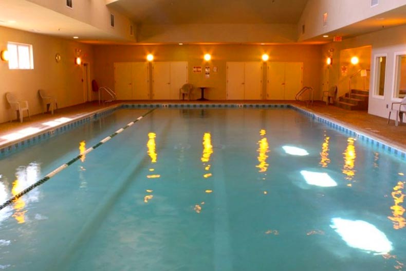 The swimming lanes at Carillon Lakes in Crest Hill, Illinois, one of many retirement communities with indoor pools.