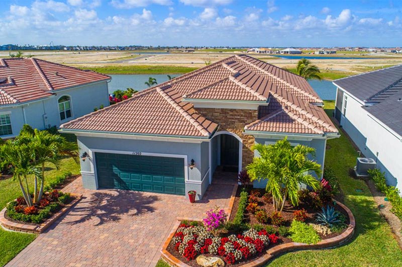 Aerial view of a home at Cresswind at PGA Village Verano in Port St. Lucie, Florida.