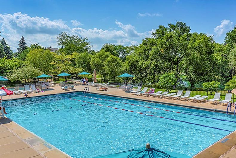 The outdoor pool at Lake Barrington Shores in Barrington, Illinois, one of the many master-planned communities in Illinois.