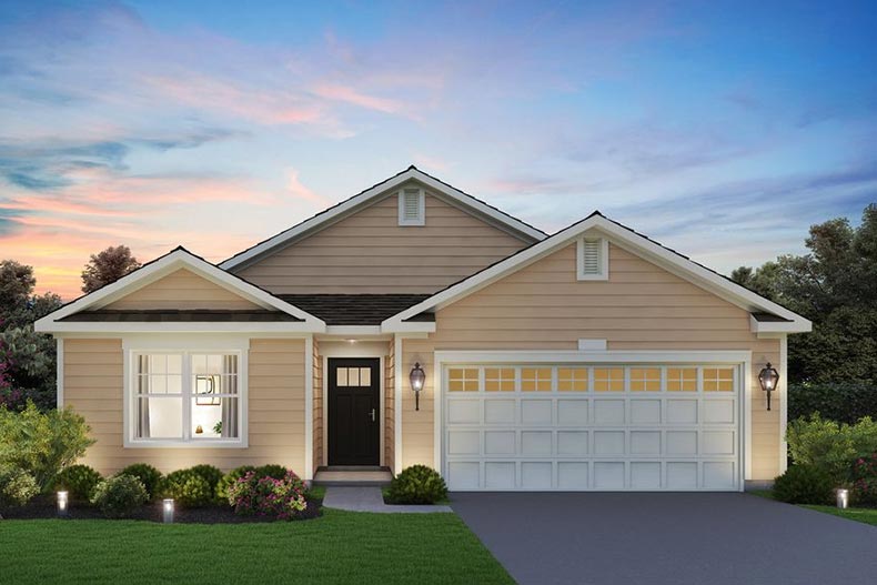 Exterior view of a home at Lincoln Valley in North Aurora, Illinois, a pet friendly community.