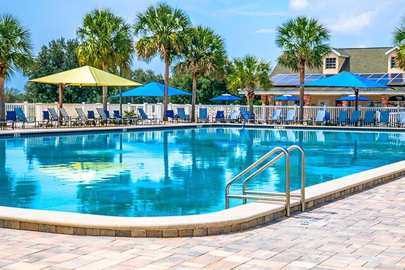 One of many outdoor pools at On Top of the World in Ocala, Florida.