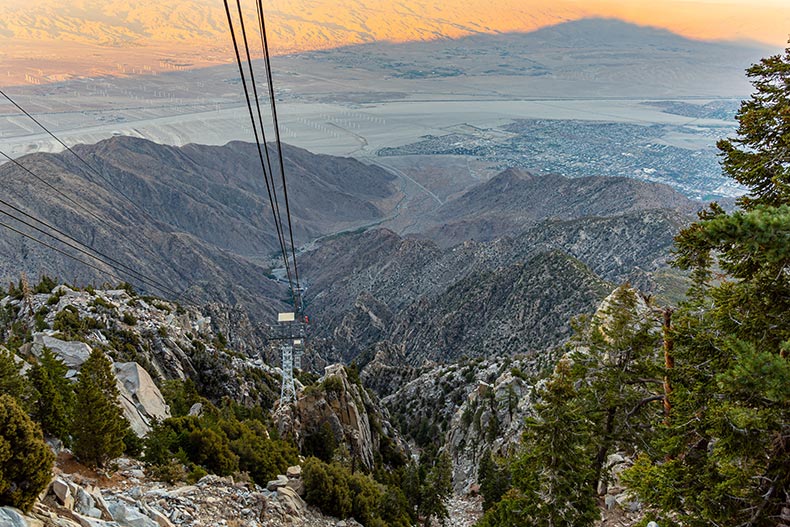 The cable car leading up to Mount San Jacinto in Palm Springs, California.