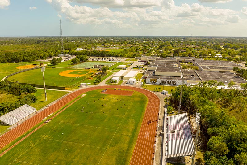 Aerial photo of Port St Lucie High School in Florida.