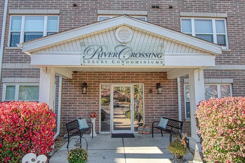 The entrance to River Crossing in South Elgin, one of many Illinois 55+ communities.