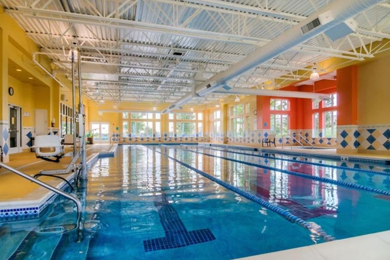 The swimming lanes at Shorewood Glen in Shorewood, Illinois, one of many retirement communities with indoor pools.