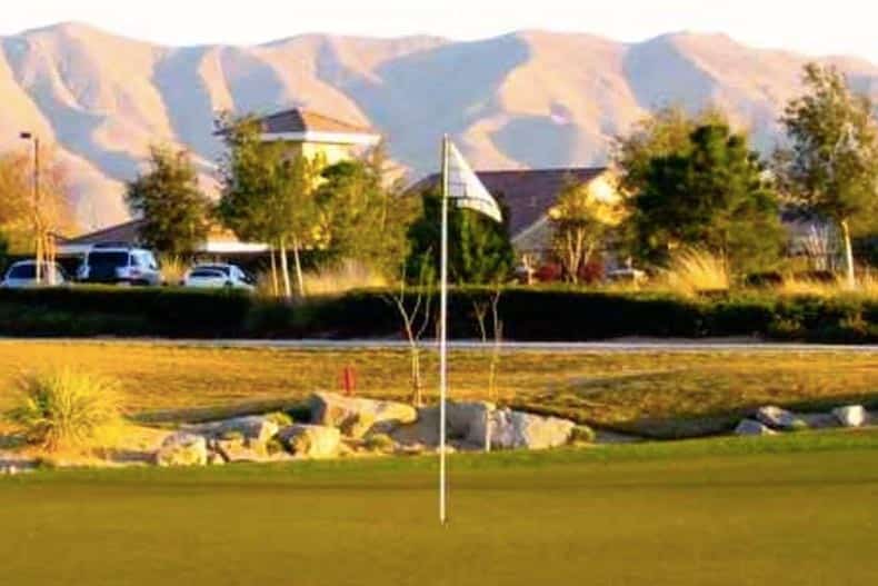 A flag on the golf course at Sun City Apple Valley in Apple Valley, California.