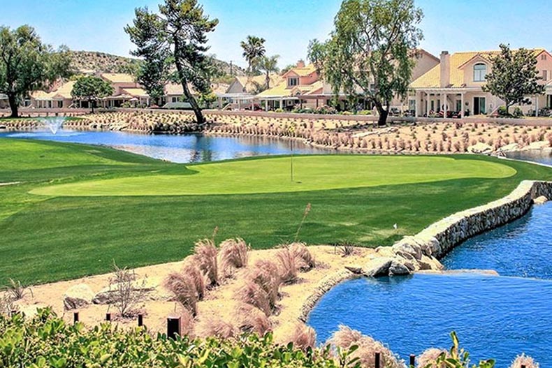 Homes beside the onsite golf course at Sun Lakes Country Club in Banning, California.